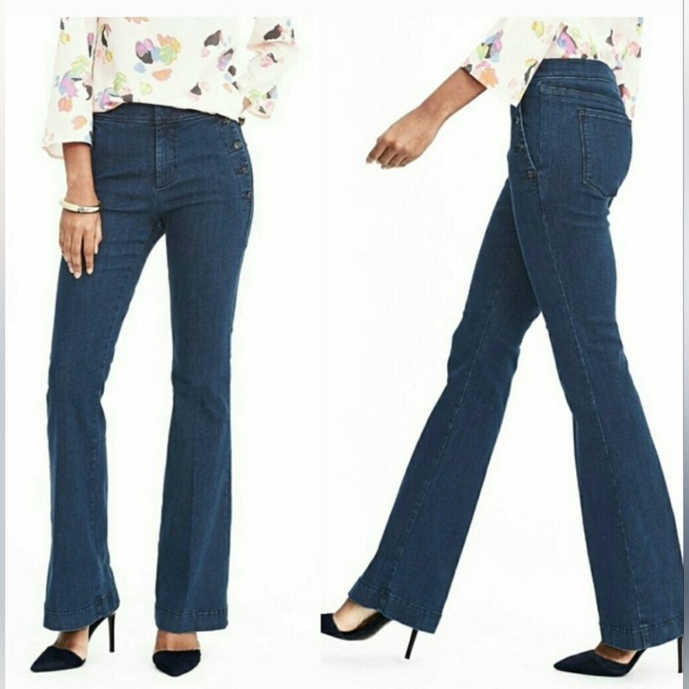 Banana Republic Sailor Flare Jeans Size 24 Denim Stretch Y2K Buttons Low Rise
